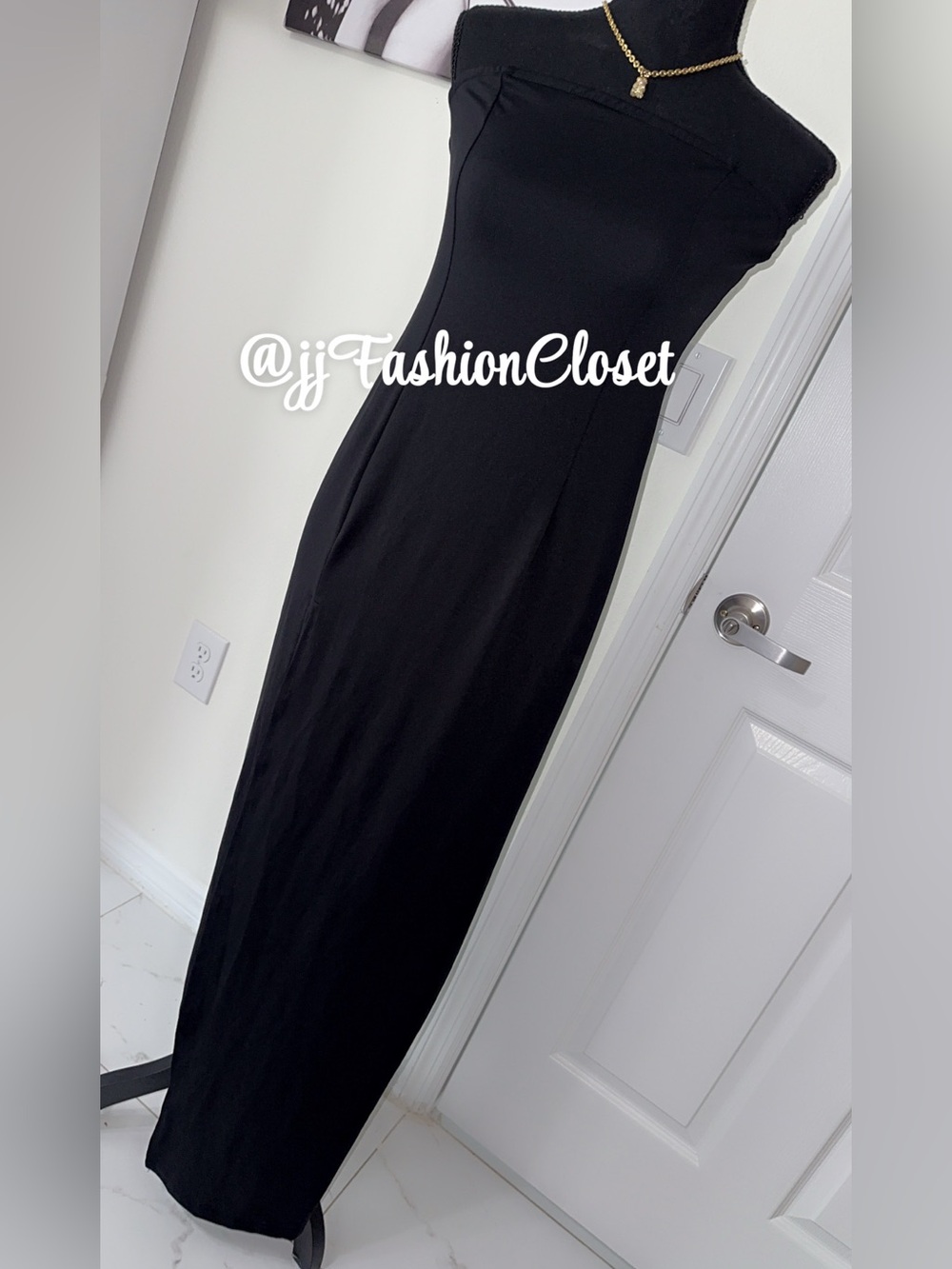 Black Strapless Evening Dress